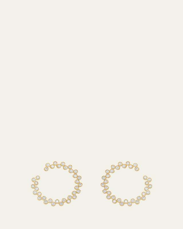 18K Yellow Gold Clique Twist Diamond Hoop Earrings